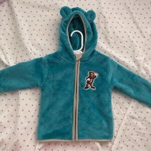 Hershey’s Hersheypark Chocolateworld Teal Fuzzy Hooded Jacket with Bear Ears